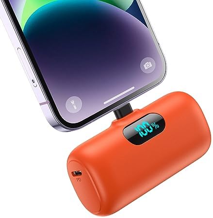 Compact Pink Portable Charger for i Phone – 5000 m Ah PD Fast Charging Power Bank, Lightweight Mini Battery Pack Compatible with i Phone 14/14 Pro Max/13/13 Pro/12 Pro/11/XS/XR/X/8/7/6 – Stylish and Versatile Backup Solution for On-the-Go Power