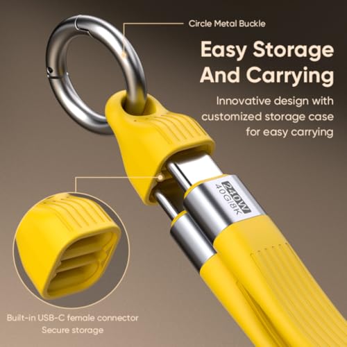 USB 4.0 Date Cable Portable Keychain 0.42ft, 240W 5A Fast Charging USB C Cable, 40Gbps Data Transfer, 8K 60Hz Video Display for iPhone 16 15 Pro Max, iPad, Thunderbolt 4/3, Hub, External SSD (Black) – Enhanced Compatibility and Speed