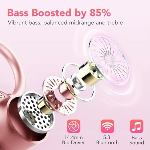 Tiksounds Bluetooth 5.3 Sport Earbuds – Ultimate 72-Hour Playtime with Powerful Deep Bass, Ergonomic Earhook Design & Advanced Four-Microphone Noise Cancellation, IP7 Waterproof for All-Weather Performance, LED Battery Display – Ideal for Fitness Enthusiasts and Everyday Use