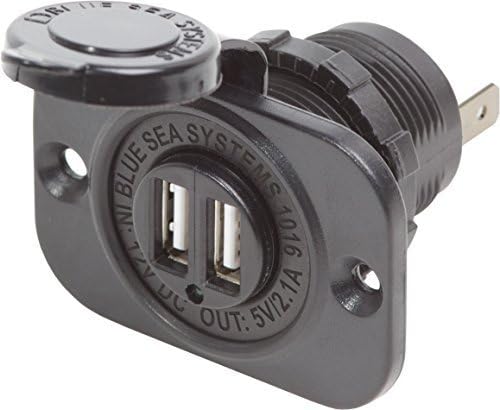 Blue Sea Systems 1016 Dual USB Power Charger Socket – High-Speed, Enhanced Compatibility Adapter for Vehicles and Marine Use, Ideal for Quick Device Charging on the Go