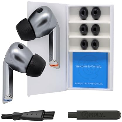 Enhance Your Audio Journey with Comply True Grip Memory Foam Earbud Tips for Samsung Galaxy Buds3 Pro | Ultimate Comfort, Secure Fit, and Superior Noise Isolation | Convenient Removal & Cleaning Tool Included | Available in Black (S/M/L) – Ideal for Audiophiles and Active Lifestyles