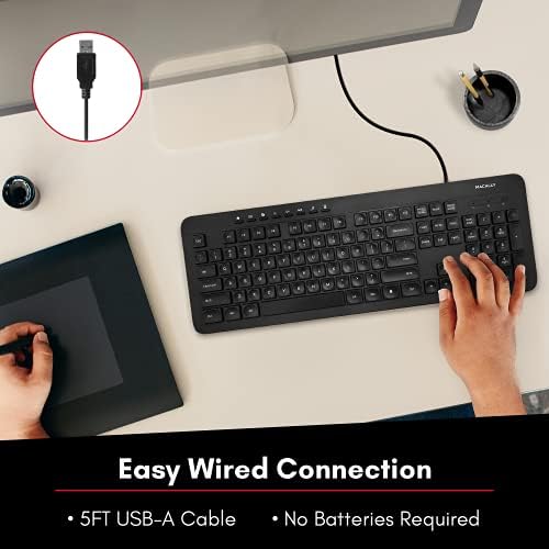 Experience Ultimate Comfort with the Macally Wired Ergonomic Keyboard – USB Full-Size Solution for Windows PC, Ideal for Home & Office Use – Boost Your Typing Efficiency with Integrated Multimedia Keys and Durable Design