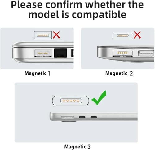 140W PD Quick Charge USB C to Magnetic 3 Adapter, Type-C to Mags 3 Converter with LED Indicator Light for MacBook Pro 2024/2023/2021 (M1/M2/M3, 14/16″), MacBook Air (M2/M3), Silver – Enhanced Compatibility and Speed