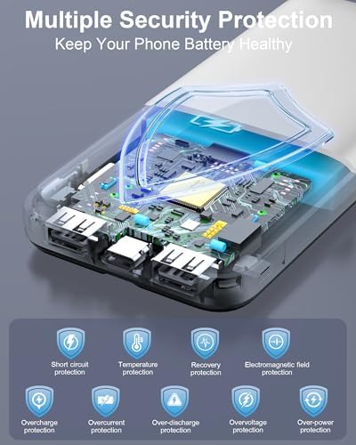 High-Capacity 10000 m Ah USB-C Power Bank with 22.5 W Fast Charging – Travel-Ready Portable Charger Featuring Built-in Cables, Triple Output Ports & HD LED Display for Efficient Device Charging on the Go