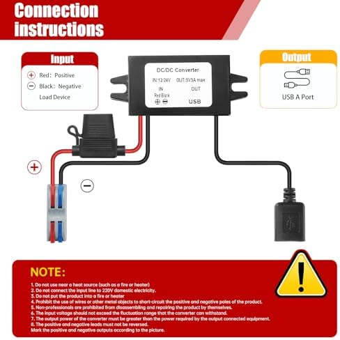 Rugged IP67 Waterproof USB Charging Hub – High-Efficiency DC-DC Converter for Trucks, Off-Grid Solar Systems, and Marine Use – 10-90 V to 5 V 3 A (15 W) Power Supply for Extreme Conditions – Durable, Dustproof, and Shock-Resistant for Reliable Charging Anytime, Anywhere