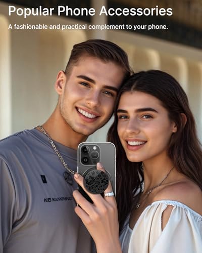 Glamour Pearl Magnetic Phone Grip Holder with Adjustable Kickstand – Ultimate Versatile Smartphone Accessory for i Phone, Android & Kindle – Secure Hands-Free Viewing & Stylish Design – Includes Magnetic Adapter for Effortless Compatibility and Enhanced Usability