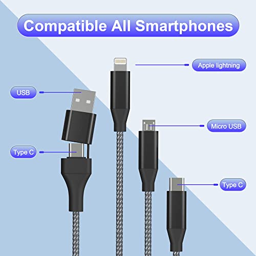 Versatile 3-in-1 USB C Charging Cable – 10 Ft Apple MFi Certified Multi Connector Cable for i Phone, Type C & Micro USB Devices, Enhanced Durability & Rapid Charging for Home, Office & Travel Use