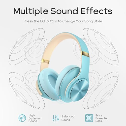 Transform Your Listening Journey with DOQAUS Over-Ear Bluetooth Headphones: 90-Hour Playtime, Tailored EQ Settings, and Superior Noise Cancellation for Unmatched Comfort and Audio Clarity in Music and Calls