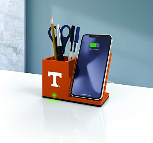 NCAA Unisex Fast Wireless Charging Stand & Desk Organizer – Stylish Multi-Device Charger for Sports Enthusiasts, Efficient Workspace Solution with Built-in Accessory Compartments