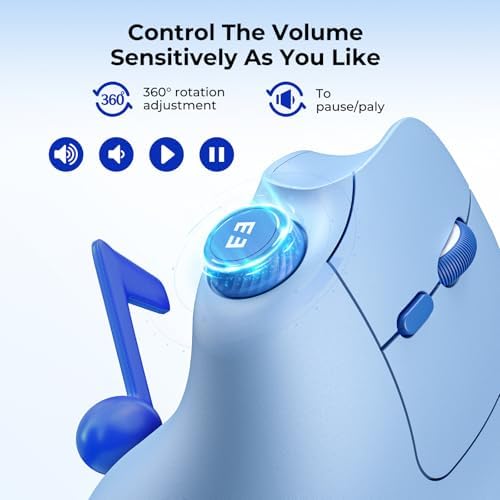 seenda Purple Ergonomic Vertical Wireless Mouse – Rechargeable Dual Bluetooth & USB Connectivity, Multi-Device Compatible with Quiet Clicks & Volume Control Knob for Windows, Mac, PC & Laptop – Comfort & Style Combined