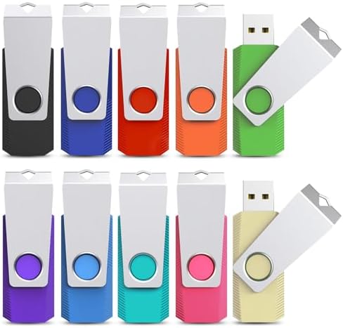 KEXIN 10 Pack 8 GB Swivel USB Flash Drives – Versatile Portable Storage with LED Indicator for Effortless Data Transfer and Enhanced Device Compatibility