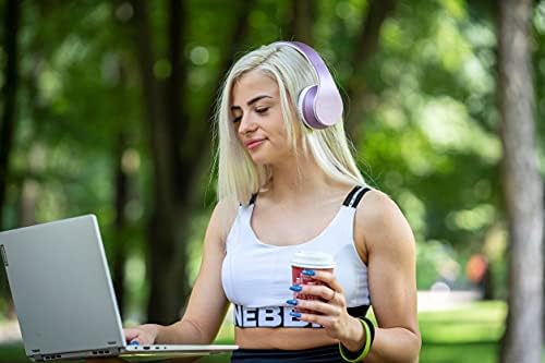 Experience the Ultimate in Comfort and Sound with Power Locus Stylish Purple & White Wireless Over-Ear Headphones – Hi-Fi Stereo Quality, Foldable Design for Travel, 12-Hour Battery Life, and Built-In Microphone for Hands-Free Calls – Perfectly Compatible with i Phone, Samsung, and LG Devices