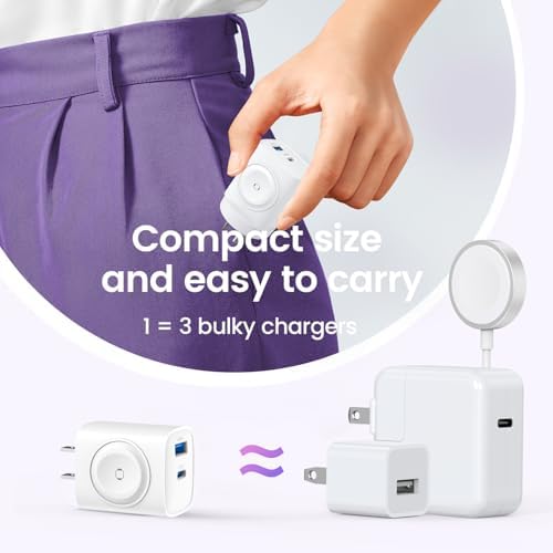Rapid 20 W PD USB C Wall Charger – 3-in-1 Power Hub for Apple Watch Series Ultra/9/8/7/6 & i Phone 16/16 Pro/15 Series – Sleek, Portable Design for Tech Savvy Professionals – Ultimate Fast Charging Solution with Built-in Safety Features for On-the-Go Convenience
