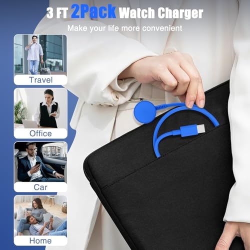 USB-C Magnetic Charger for Apple Watch – Fast Charging Cable Compatible with Ultra, Series 9-1 – 3.3 FT (1.1 M) Black – Enhanced Power Delivery & Secure Connection for All Models