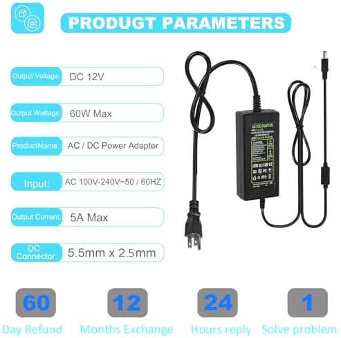 Reliable 120 W AC to DC Power Supply Adapter – 12 V 10 A Transformer for LED Strip Lights, CCTV Cameras, and 3 D Printers with Dual Output Jacks for Enhanced Versatility and Performance