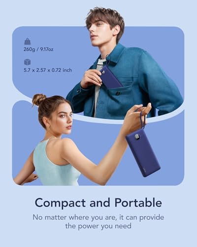 VRURC 10,000 m Ah Slim Power Bank – Ultimate Multi-Device Portable Charger with Built-in Cables, 5 Outputs & Dual USB-C Inputs for i Phone, Samsung, Android – Travel Essential for On-the-Go Power Solutions