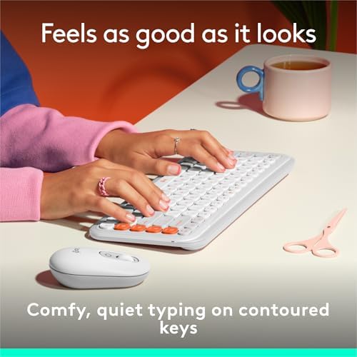 Elevate Your Workspace with the Logitech POP ICON Wireless Bluetooth Keyboard – Stylish Graphite & White Design, Effortless Multi-Device Switching, Comfortable Low-Profile Typing, and Customizable Keys for Enhanced Productivity on Laptops, Tablets, and PCs