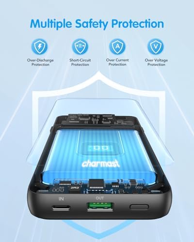 Charmast Ultra-Fast 20000 m Ah Portable Charger with Integrated Cables and Wall Plug – Universal Compatibility for i Phone 16/15/14/13, Samsung, Google, i Pad – Sleek Design, Rapid 20 W USB-C Power Delivery for On-the-Go Charging Solutions