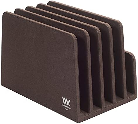 Eco-Conscious Bamboo Multi-Device Organizer: Five-Slot Desk Solution for Laptops, Tablets, and Smartphones – Streamlined Charging & Tidy Cable Management for a Sophisticated Workspace, Lightweight & Travel-Friendly