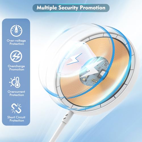 Ultimate 10 FT Magnetic Wireless Charger for i Phone | Fast 15 W Mag Safe Charging Pad | 2-Pack with Advanced Overcharge Protection | Compatible with i Phone 16/15/14 Series & Air Pods | Travel-Friendly Design for On-the-Go Power Solutions