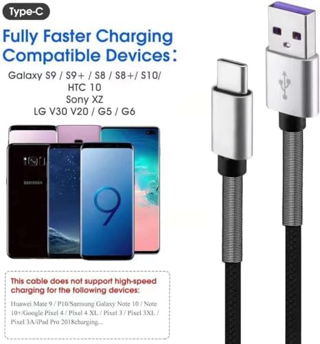 Cyven Premium 3 ft USB Type C Cable Duo Pack – Fast Charge & Data Transfer Cord, Durable TPE Construction, Compatible with Samsung Galaxy A Series, LG V Series, and More – Stylish Pink Design for Enhanced Performance and Versatility
