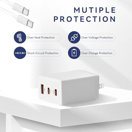67 W Ga N USB-C Charger Block – Compact Fast Wall Charger with Foldable Prongs & USB-C Cable for Mac Book Pro/Air, i Pad Pro, i Phone 15/14, Galaxy S24/S23, Pixel, Note20 – Ultimate Multi-Device Charging Solution for On-the-Go Power