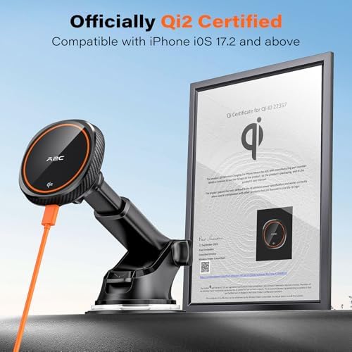 APPS2 Premium Mag Safe Car Mount for i Phone 16/15/14/13/12 – Advanced Dashboard Holder with Strong Suction & Wireless Charging Compatibility – Perfect for Safe Navigation and Hands-Free Calls