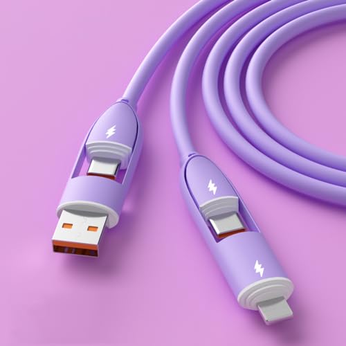 Transform Your Charging Essentials with the Versatile 4-in-1 USB C Cable – 100 W Rapid Power Delivery, Effortless Data Transfer, and Liquid Silicone Durability for i Phone 15 Series and Beyond, 3.3 ft Length with Built-in LED Indicator for Nighttime Use, Ideal for Home, Office, or Travel Adventures
