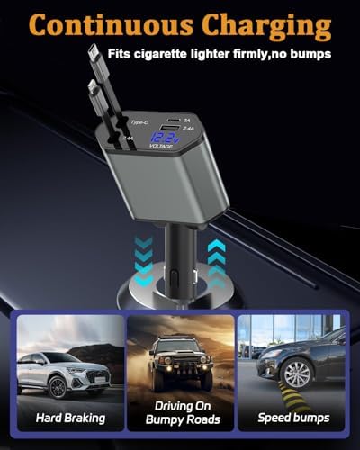 i Phone 14 Dual Port Fast USB C Car Charger | Apple MFi Certified 38 W Quick Charge Adapter with 2 Lightning Cables | Sleek Metal Design for Optimal Durability and Compatibility with i Phone 14, 13 Pro Max, Mini, 12, 11 & Air Pods | Reliable On-the-Go Power Solution for Busy Lifestyles