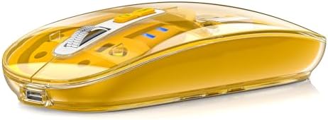 Experience Unmatched Versatility with the Uiosmuph Tri-Mode Bluetooth Mouse – Wireless, USB-C Rechargeable, and Quiet Click Design for Seamless Multi-Device Connectivity – Stylish Transparent Cover and Battery Level Indicator – Perfect for Laptops, Macs, and i Pads – Sleek Yellow Finish for Enhanced Productivity