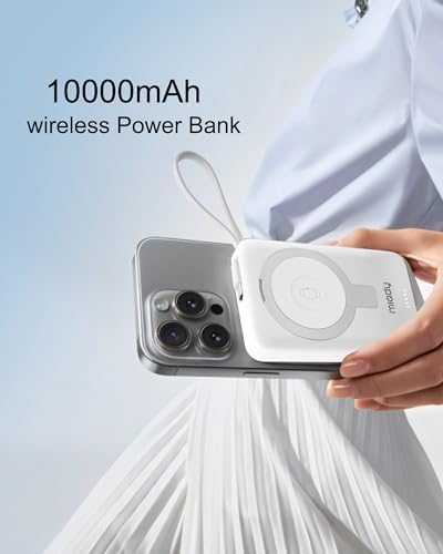 Miady 10,000 m Ah Magnetic Power Bank with Integrated Apple Watch Charger – Fast 35 W Wired & 15 W Wireless Charging for i Phone 16/15/14/13/12 & Android Devices – Compact Design with Built-In USB-C Cable & Safety Features for Effortless On-the-Go Power Solutions