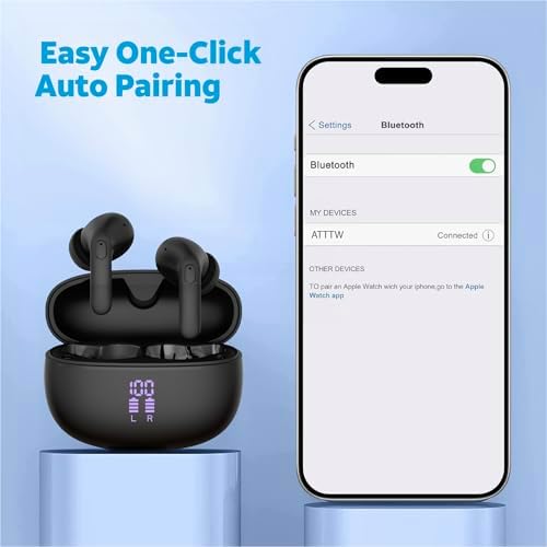 AT&T Essentials True Wireless Bluetooth Earbuds – Experience Unparalleled Sound Quality with Advanced Noise Cancellation, 35-Hour Battery Life, and IPX4 Water Resistance for Active Lifestyles, Featuring Intuitive Touch Controls and Universal Device Compatibility in Stylish Black Finish