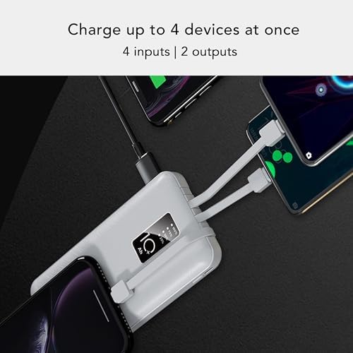Ultra-Fast Portable Power Bank with Multi-Device Compatibility – 10000 m Ah External Battery Pack for i Phone, Google Pixel, i Pad, and Android Phones – Sleek White Design for On-the-Go Charging Solutions