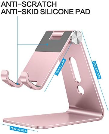 OMOTON Adjustable Cell Phone Stand, C2 Aluminum Desktop Phone Holder Dock Compatible with iPhone 15 14 13 Xs XR 8 Plus 7 6, Samsung Galaxy, Google Pixel, Android Phones – Enhanced Compatibility and Speed
