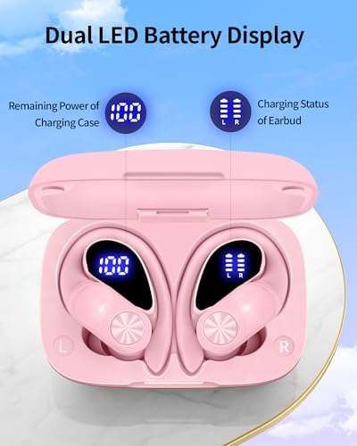 Poc Buds Wireless Bluetooth Earbuds – 80 Hours Playtime, Deep Bass Sound with Digital Display, IPX7 Waterproof Sports Earphones, Ergonomic Earhooks for Secure Fit, Compatible with TV, Phone & Laptop – Stylish Olive Design for Active Lifestyles