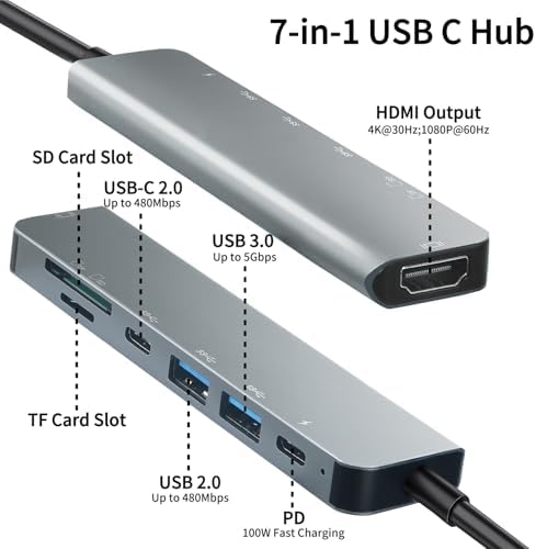 Elevate Your Workflow with the USB C to Dual HDMI Adapter – Ultimate Type C HDMI Splitter for Dual Monitor Setups, Featuring Fast USB 3.0 Hub and 100 W Power Delivery for Mac Book, Dell XPS, HP, Surface & Chromebook – Ideal for Multitasking and Professional Use