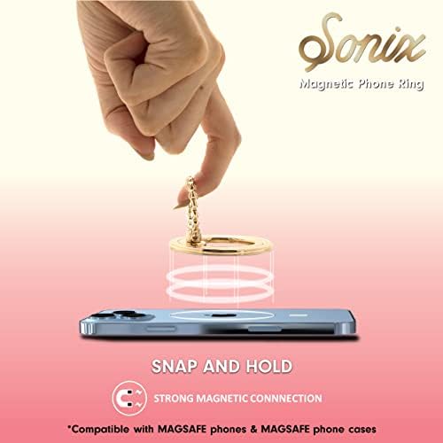 Elevate Your i Phone Experience with the Sonix Magnetic Phone Grip – Stylish Rhinestone Ring Holder for i Phone 12, 13, 14, 15 Series – Effortless 360° Rotation and Secure Mag Safe Compatibility – Sleek Silver/Clear Design for Ultimate Functionality and Fashion