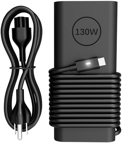 Dell USB Type C Laptop Charger Replacement – 130 W, 100 W & 65 W Fast Power Adapter for Optimal Efficiency & Versatile Compatibility – Lightweight Design with Advanced Safety Features for Reliable Performance on All Dell Models