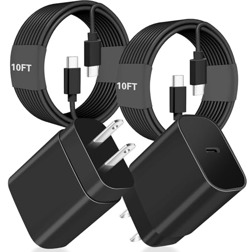 Samsung 25 W Super Fast Charger Bundle – Dual USB-C Wall Charger with 10 FT Quick Charge Cable for Galaxy Devices – Enhanced Speed, Portability, and Compatibility for S25 Ultra, S24, S23, S22, S21, S20, A14, A54, Z Fold 6/5, Z Flip 6/5