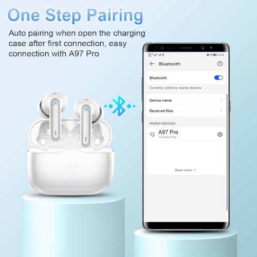 Premium Wireless Earbuds with Bluetooth 5.3 – Immersive Deep Bass Sound, 40 Hours Playtime, IP7 Waterproof Design, Lightweight Comfort for Active Lifestyles, Compatible with Android & i OS, Sleek Snow White Finish for Enhanced Style and Performance