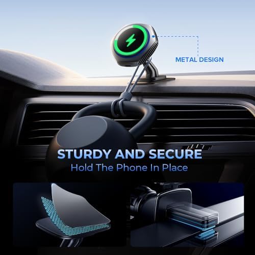 Mag Safe Car Charger Mount for i Phone 15 Series – 15 W Fast Wireless Charging Holder in Chic Purple – Ultimate Mag Safe Compatibility with i Phone 15 Pro Max, Plus, 14, 13, 12, Mini – Enhance Your Driving Experience with Secure Magnetic Grip and Effortless Setup