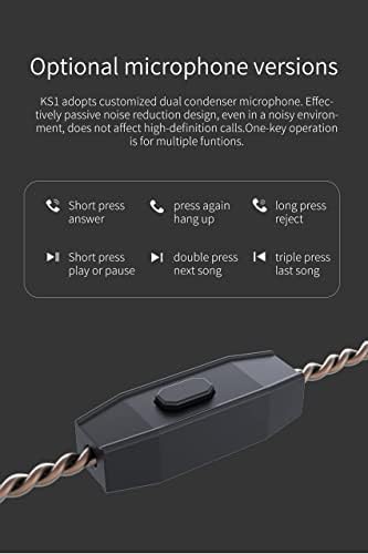 KBEAR KS1 Wired In-Ear Headphones – Premium Deep Bass Earbuds with Noise Cancellation for Gamers and Musicians, Featuring Dynamic Driver and Secure Ear Hooks for Enhanced Performance in Black – Your Ultimate Audio Solution for Gaming and Live Stages