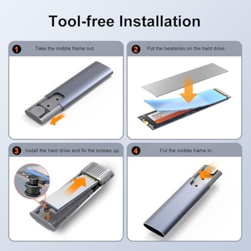 MAIWO 10 Gbps M.2 SSD Enclosure – Versatile Tool-Free USB C/USB A Aluminum Case for NVMe & SATA Drives – Optimized for 2230/2242/2260/2280 M-Key/(B+M) Key – Enhanced Durability & Rapid Data Transfer Solutions with 17.71-Inch Cable – Perfect for On-the-Go Storage Expansion