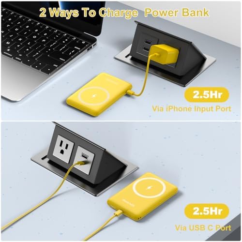 Magnetic Wireless Power Bank for i Phone 16/15/14/13/12 | 5000 m Ah Fast Charging Battery Pack with USB-C Cable | Ultra-Slim & Lightweight Design for Easy Portability | Advanced Safety Features for Reliable On-the-Go Power Solutions