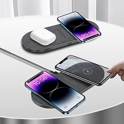 Dual 20 W Fast Wireless Charging Pad – 2-in-1 Dual Device Charger with USB-C Adapter for i Phone 16/15/14/13/12 Series, Samsung Galaxy S25/S24/S23/S22, Air Pods Pro, Slim & Portable Design for Travel – Safe & Efficient Charging Solution for All Compatible Devices