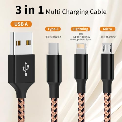 Ultimate 4-in-1 Fast Charging Cable – 65 W Multi-Device Charger with E-Mark Chip for i Phone 16/15/14/13, i Pad, and Laptops – High-Speed USB-C/Lightning Connectivity for Enhanced Performance and Versatility