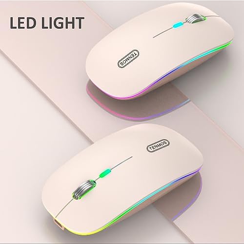 TENMOS Sleek LED Bluetooth Mouse – Ultra-Quiet Rechargeable Wireless Mouse with Type C Adapter for Laptops, Mac Books & i Pads – Bluetooth 5.1 & 2.4 GHz Universal Compatibility in Vibrant Blue – Perfect for Home, Office, and On-the-Go Productivity