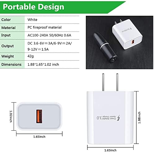 Rapid 18 W Quick Charge 3.0 Wall Charger for LG Devices – Ultra-Fast USB C Charging Solution with Two 6 FT Cables for Stylo, V, G Series, and Velvet – Compact, Safe, and Perfect for On-the-Go Power Needs