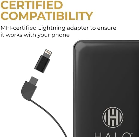 HALO HUB-LINK™ 10,000 m Ah Power Bank with Integrated Cables & Fast Charging – Ultimate Portable Charging Solution for All Devices – Seamless Compatibility & Smart Battery Protection – Compact Design for On-the-Go Power
