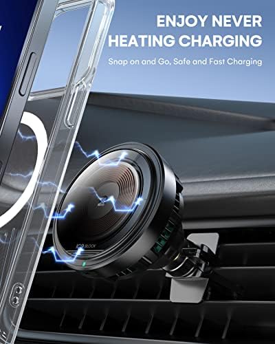 Revolutionary ICEBLOCK 15 W Magnetic Wireless Car Charger Mount for i Phone 13 Pro Max – Mag-Safe Compatible, Hands-Free Convenience, Rapid Charging, and Adjustable Viewing Angles for Ultimate Driving Experience